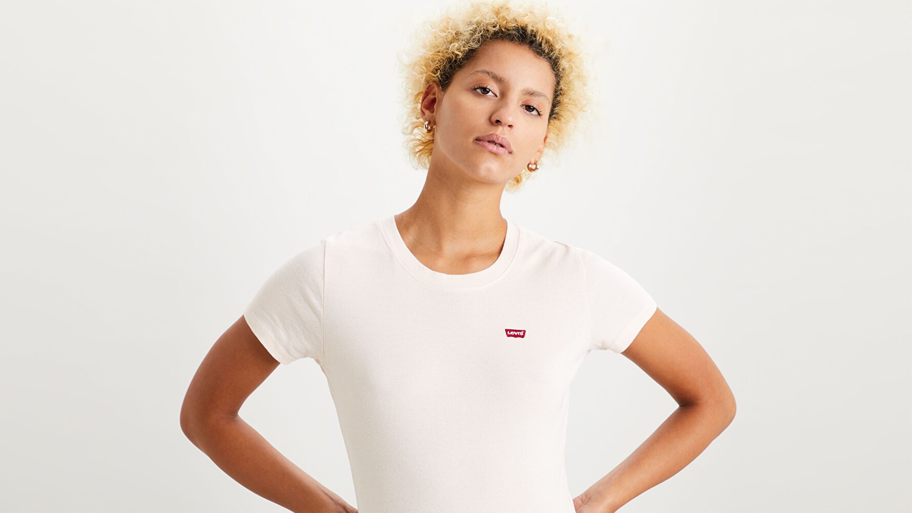 Ss Rib Baby Tee Peach Blush Beyaz Kadın Tişört