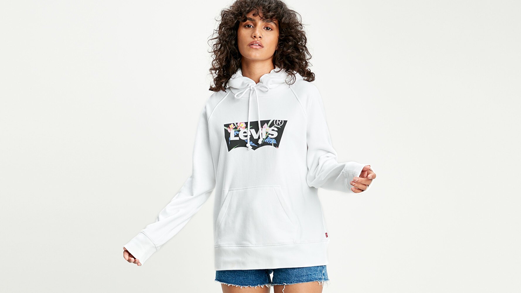 Graphic Sport Hoodie Hoodie Filled T2 Beyaz Kadın Kapüşonlu Sweatshirt