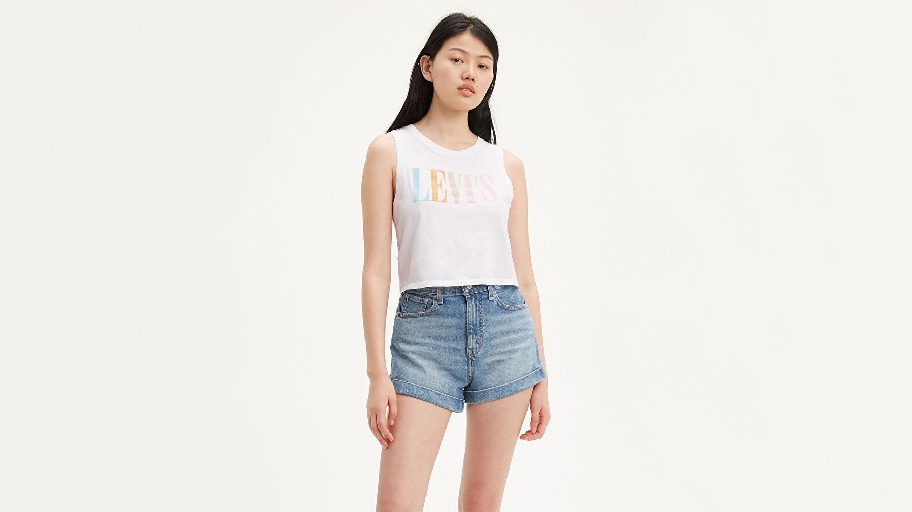 Graphic Crop Tank 90'S Serif Beyaz Kadın Tişört