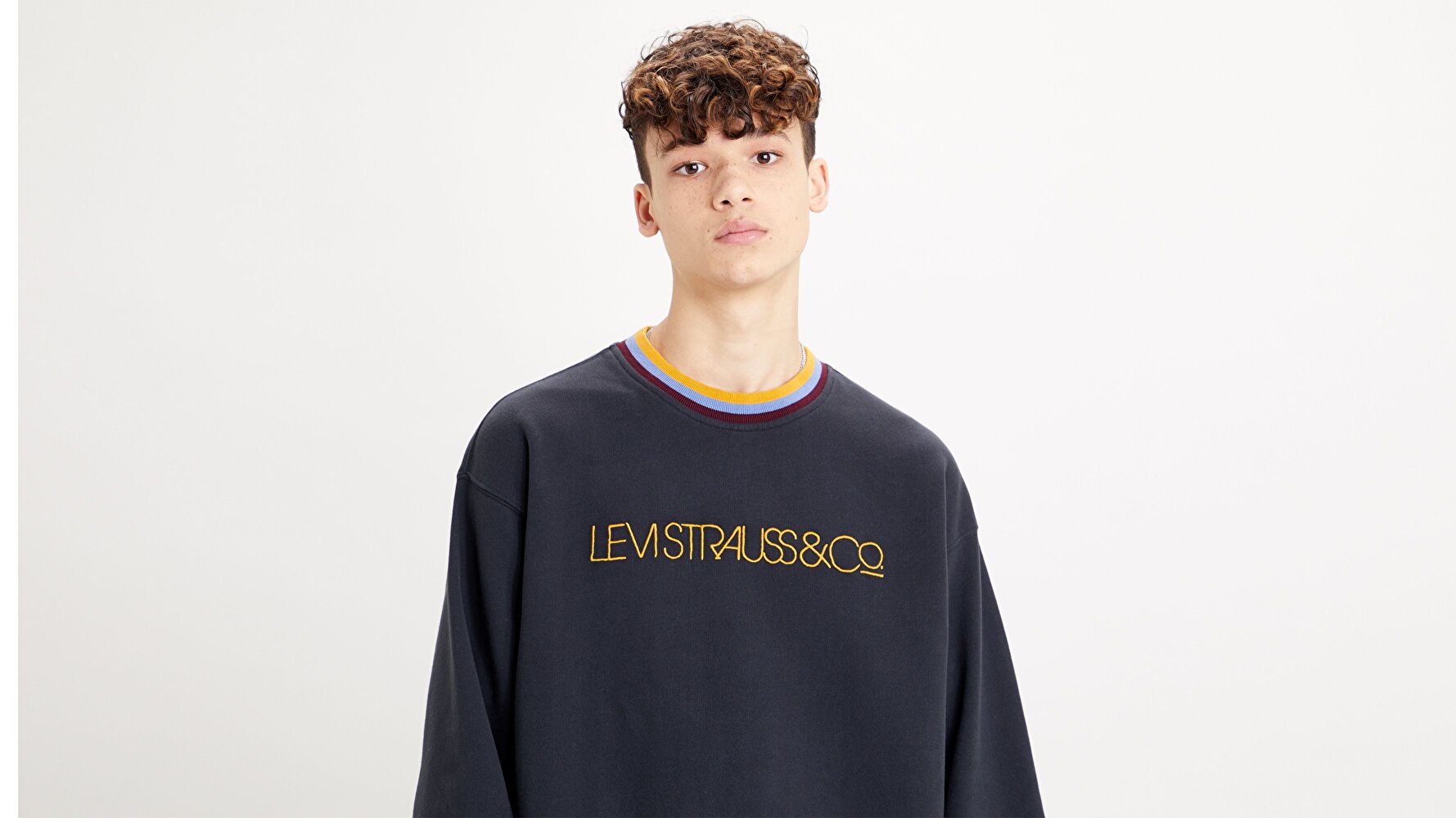 Oversized Crew W Tipping Siyah Erkek Sweatshirt