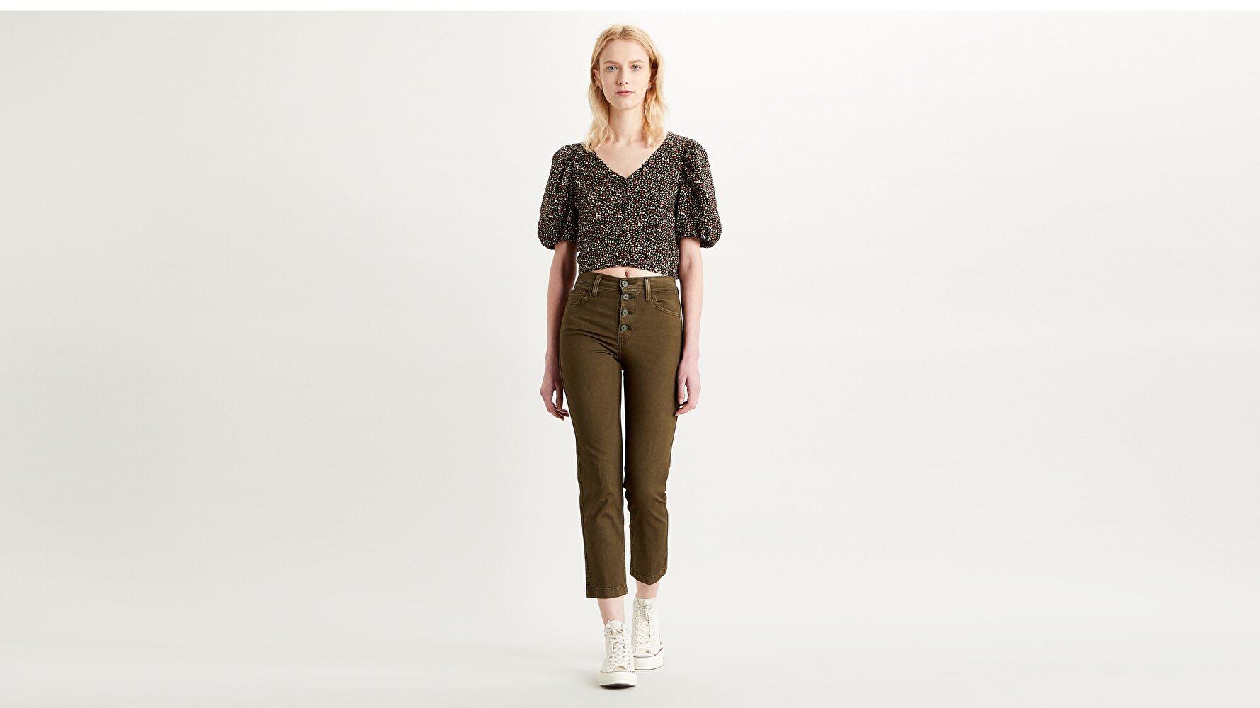 724 Yüksek Bel Düz Kesim Cropped Kadın Jean Pantolon-Soft Canvas Night Od