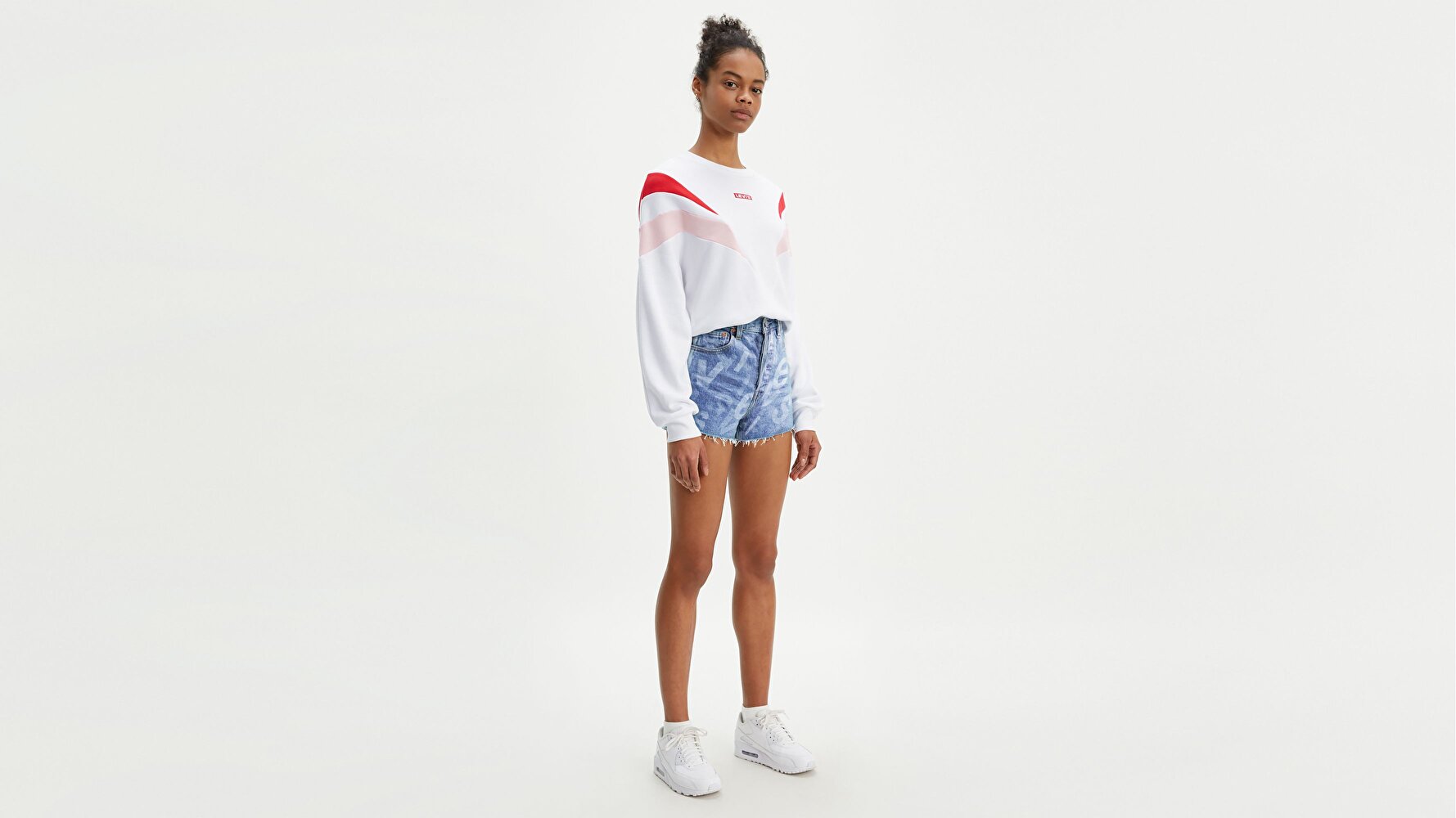 Ribcage Kadın Jean Şort-Charleston High Low Logo