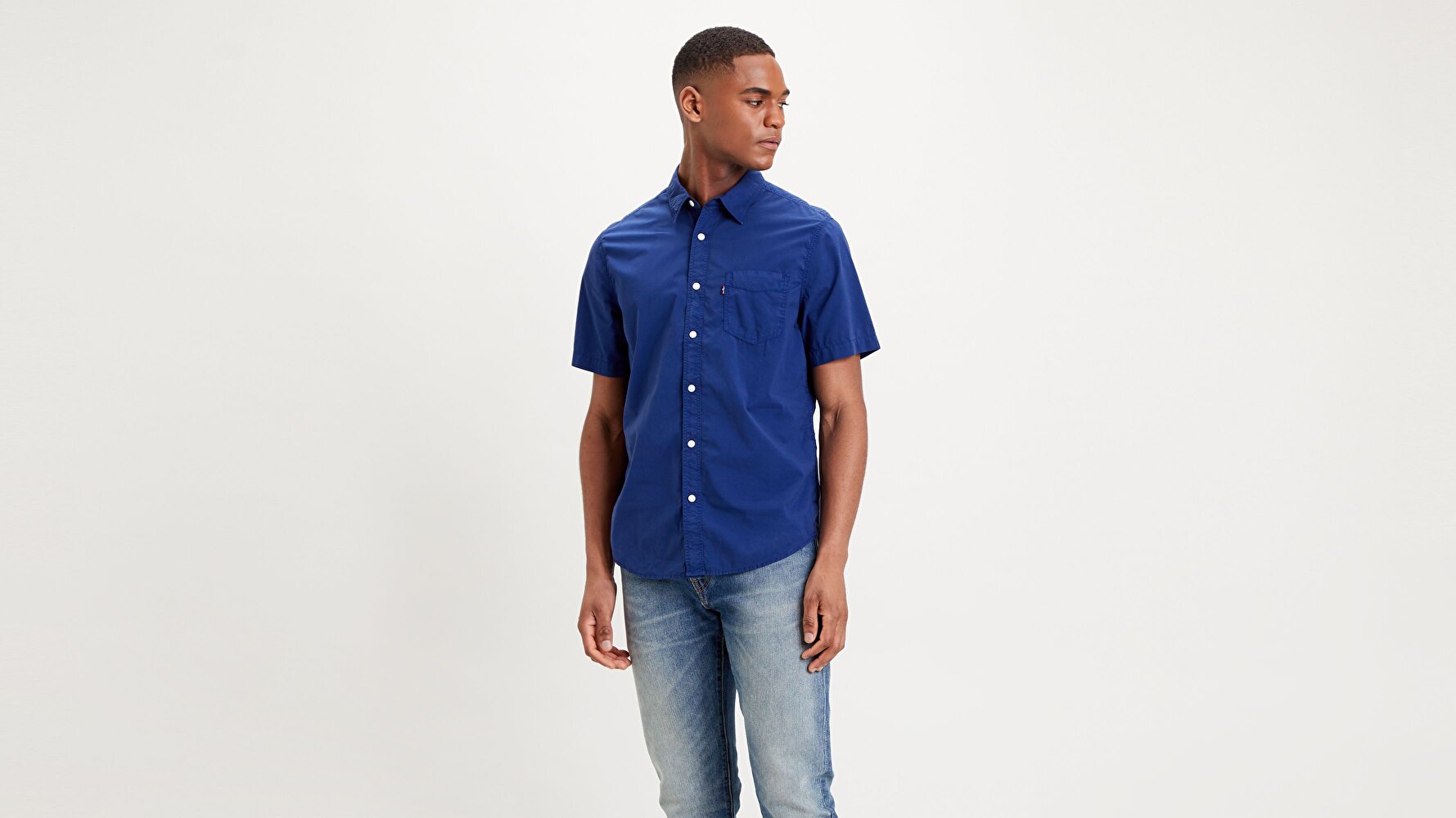 S/S Sunset 1 Pkt Standrd Garment Dye Mavi Erkek Gömlek