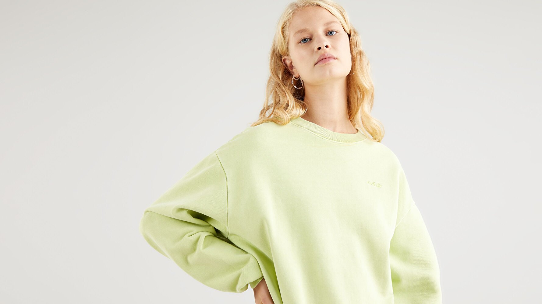 Melrose Slouchy Crew Shadow Lime Garment Yeşil Kadın Sweatshirt