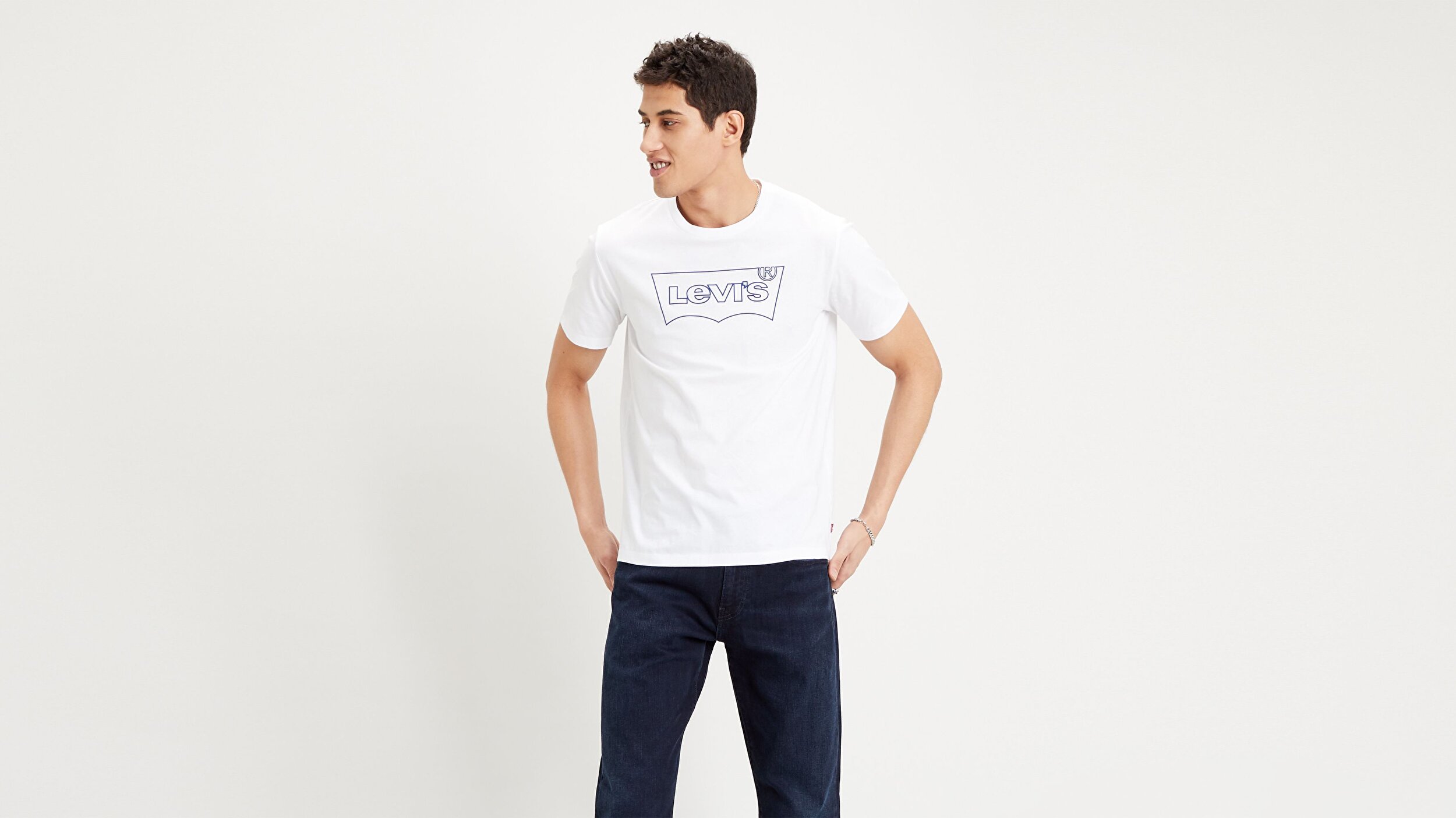 Levi S Housemark Graphic Tee Ssnl Outline Erkek Beyaz Tisort Mavi Levis