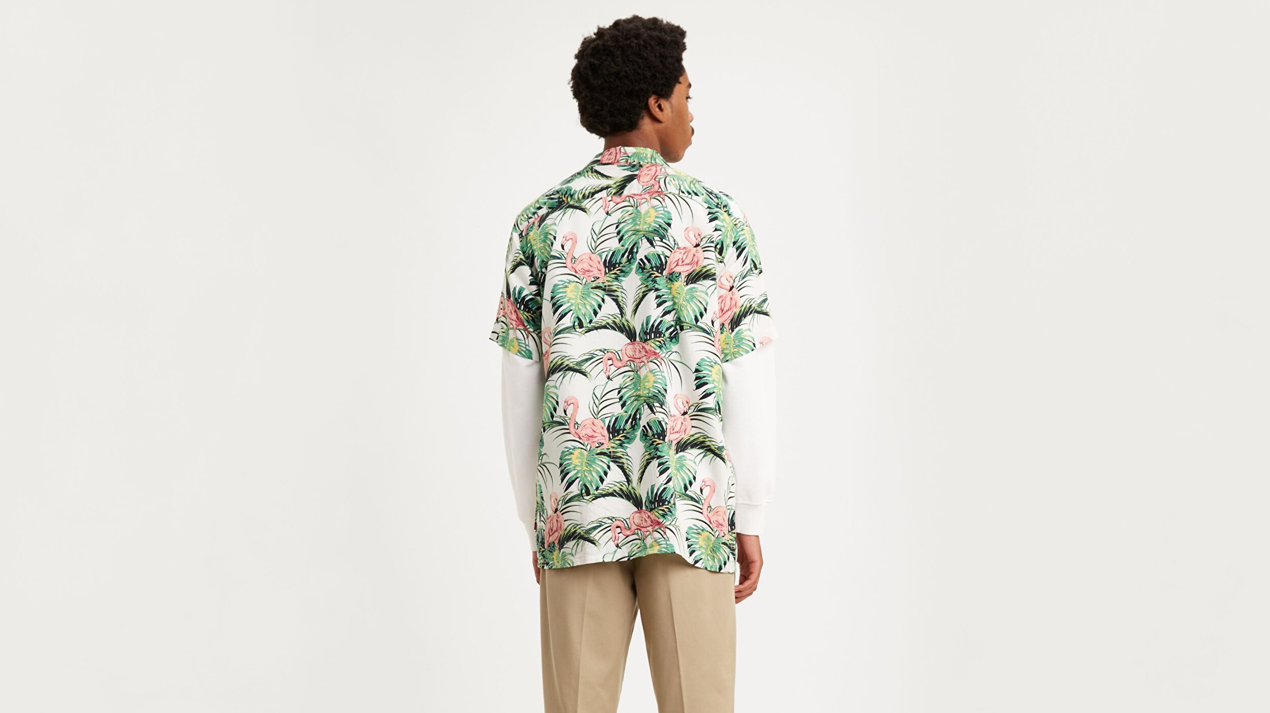 Levi S Cubano Shirt Flamingo Leaf Cok Renkli Erkek Gomlek Cok Renkli Levis