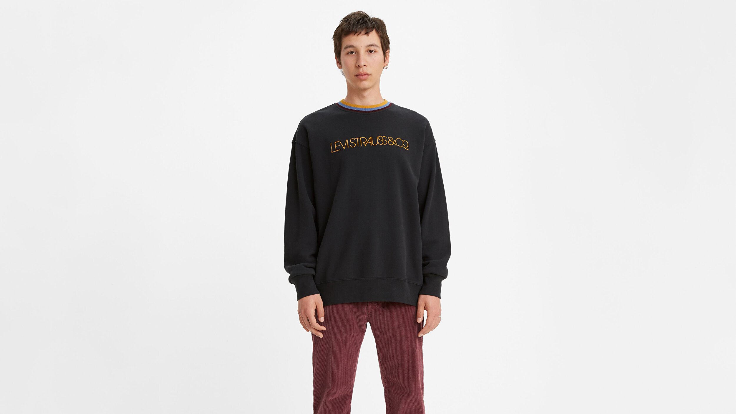 Levi S Oversized Crew W Tipping Siyah Erkek Sweatshirt Siyah Levis