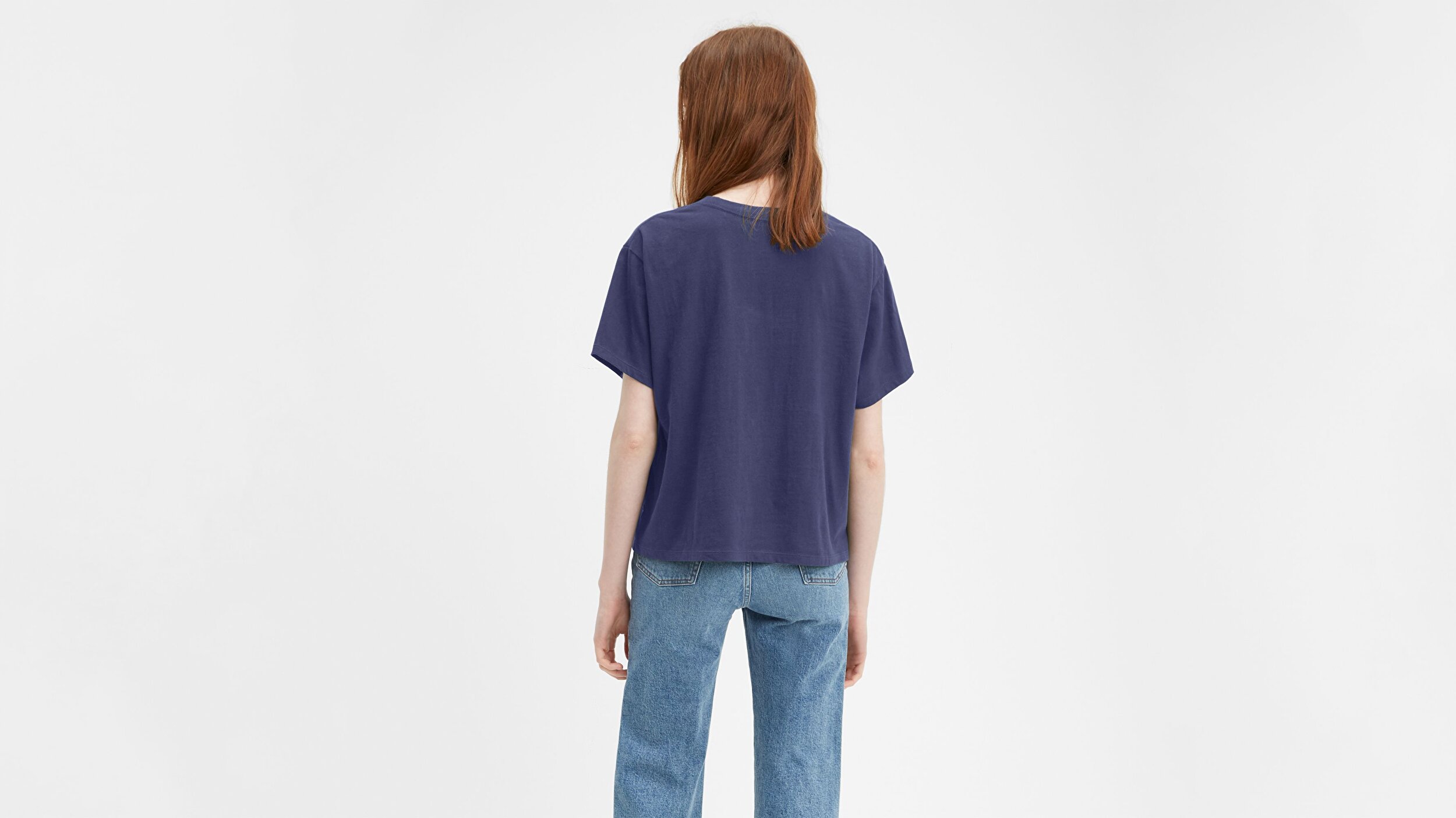 Levi S Graphic Varsity Tee Serif Outline Mavi Kadin Tisort Mavi Levis