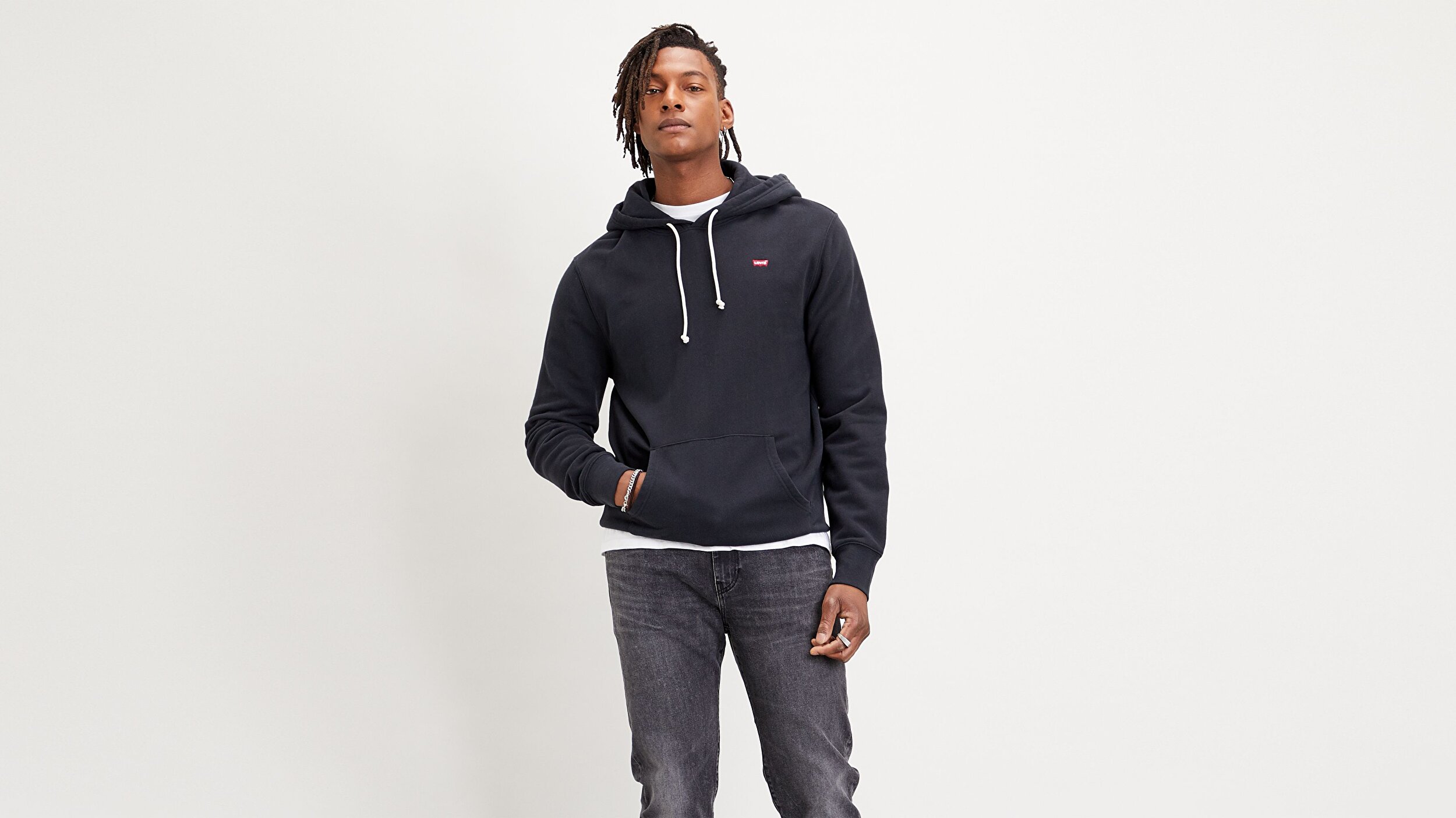 Levi S New Original Hoodie Siyah Erkek Kapusonlu Sweatshirt Siyah Levis