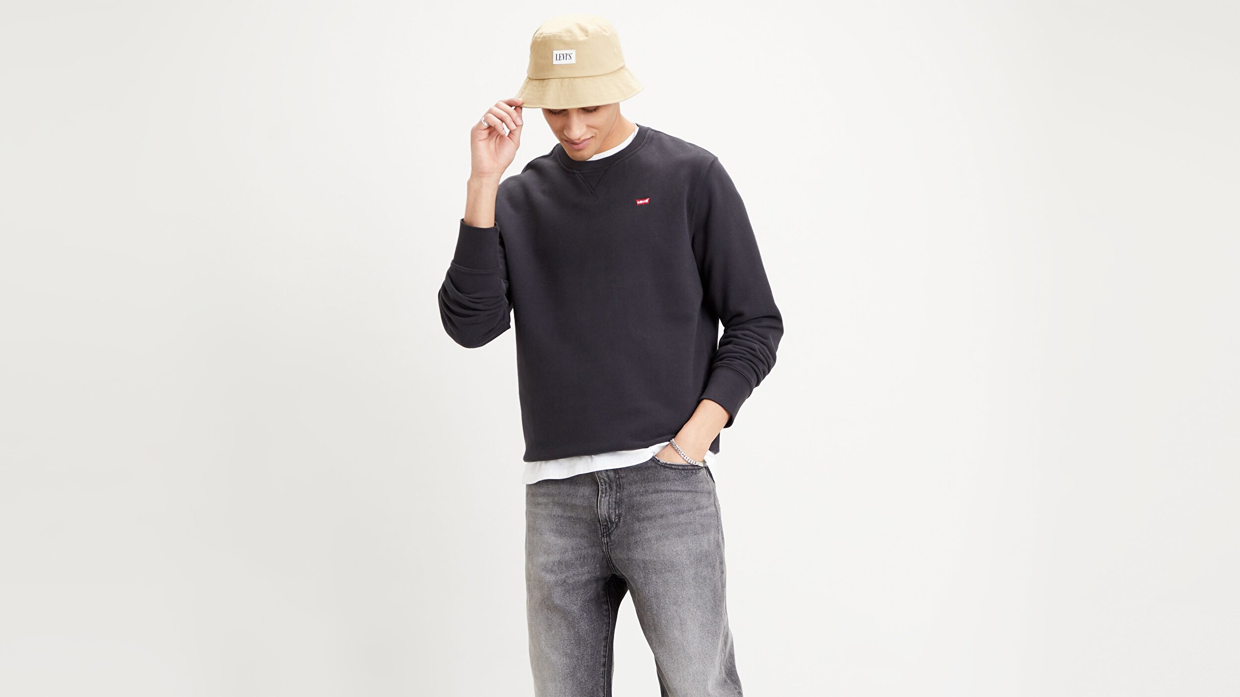 Levi S New Original Crew Siyah Erkek Sweatshirt Siyah Levis
