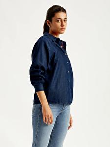 Solid Regular Fit Kadın Denim Gömlek