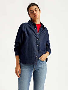 Solid Regular Fit Kadın Denim Gömlek