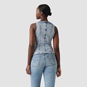 Leighton Peplum Denim Bluz