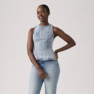 Leighton Peplum Denim Bluz