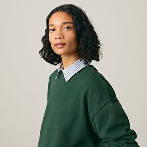 Vintage Boxy Bisiklet Yaka Sweatshirt