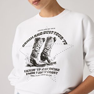 Graphic Vintage Boxy Bisiklet Yaka Sweatshirt