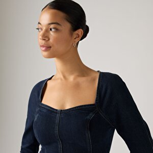 '80s Cocktail Denim Elbise