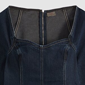 '80s Cocktail Denim Elbise