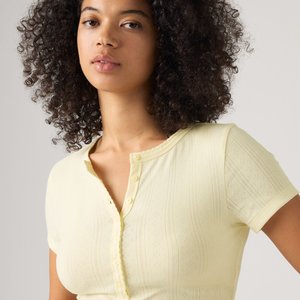 Dry Goods Pointelle Kısa Kollu Henley Tişört