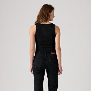 Vintage Fermuarlı Denim Yelek