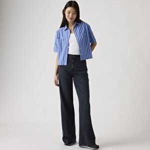 Cinch Wide Leg Lightweight Kadın Jean Pantolon - Dark Humor