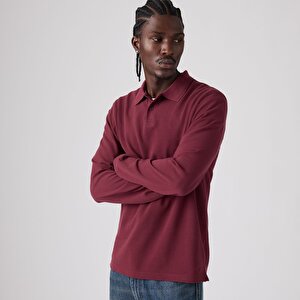 Original Uzun Kollu Bordo Polo Tişört
