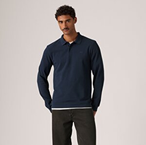 Original Uzun Kollu Lacivert Polo Tişört