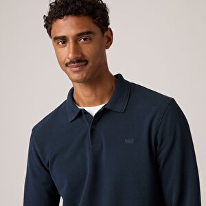 Original Uzun Kollu Lacivert Polo Tişört