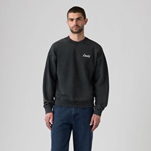 Embroidered Sunset Bisiklet Yaka Siyah Sweatshirt