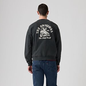 Embroidered Sunset Bisiklet Yaka Siyah Sweatshirt