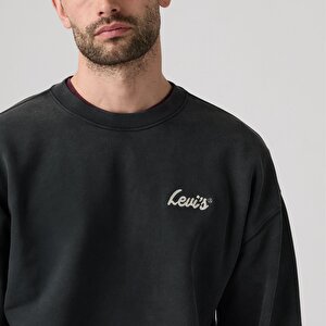 Embroidered Sunset Bisiklet Yaka Siyah Sweatshirt