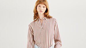 The Classic Erica Printed Stripe Çok Renkli Kadın Gömlek
