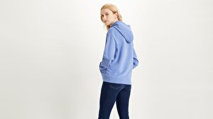 Standard Graphic Kadın Mavi Kapüşonlu Sweatshirt