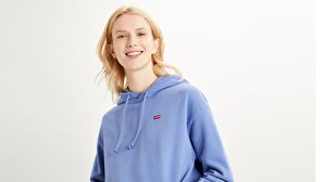 Standard Graphic Kadın Mavi Kapüşonlu Sweatshirt