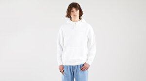 Relaxed Fit Logo Hoodie White + Sarı  Erkek Sweatshirt