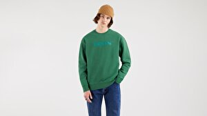 Relaxed Graphic Crew Neck Erkek Yeşil Sweatshirt