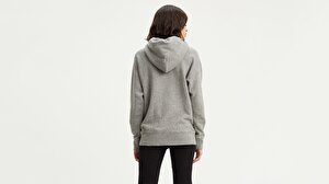 Sport Graphic Kadın Gri Kapüşonlu Sweatshirt