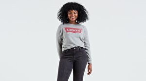 Relaxed Graphic Crew Neck Kadın Açık Gri Sweatshirt
