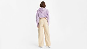 Pleated High Loose Kadın Khaki Pantolon-Crisp Twill Semolina