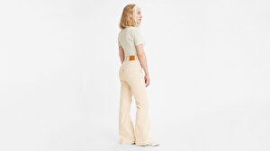 70's High Flare Kadın Jean Pantolon - Sandshell Smooth Cord