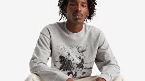 Relaxed Fit Graphic Bisiklet Yaka Sweatshirt