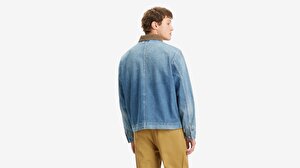 Full-Zip Mechanics Trucker Jean Ceket