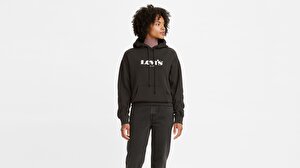 Graphic Standard Hoodie Hoodie New Logo Siyah  Kadın Sweatshirt