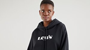 Graphic Standard Hoodie Hoodie New Logo Siyah  Kadın Sweatshirt