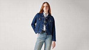 Original Trucker Clean Koyu İndigo Kadın Trucker