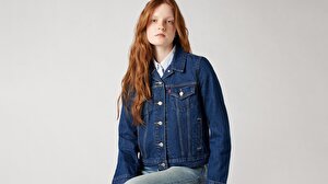 Original Trucker Clean Koyu İndigo Kadın Trucker