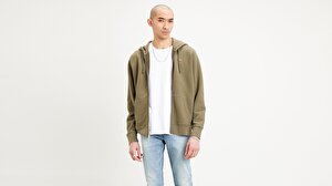 Original Erkek Yeşil Fermuarlı Kapüşonlu Sweatshirt