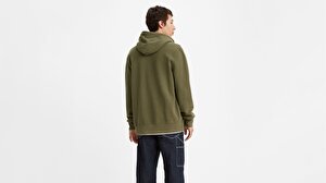Original Erkek Yeşil Fermuarlı Kapüşonlu Sweatshirt