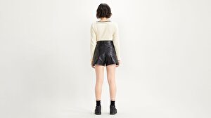 Yüksek Bel Suni Deri Kadın Şort-Leather Night