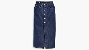 Önden Düğmeli Kadın Midi Jean Etek - Juniper Ridge